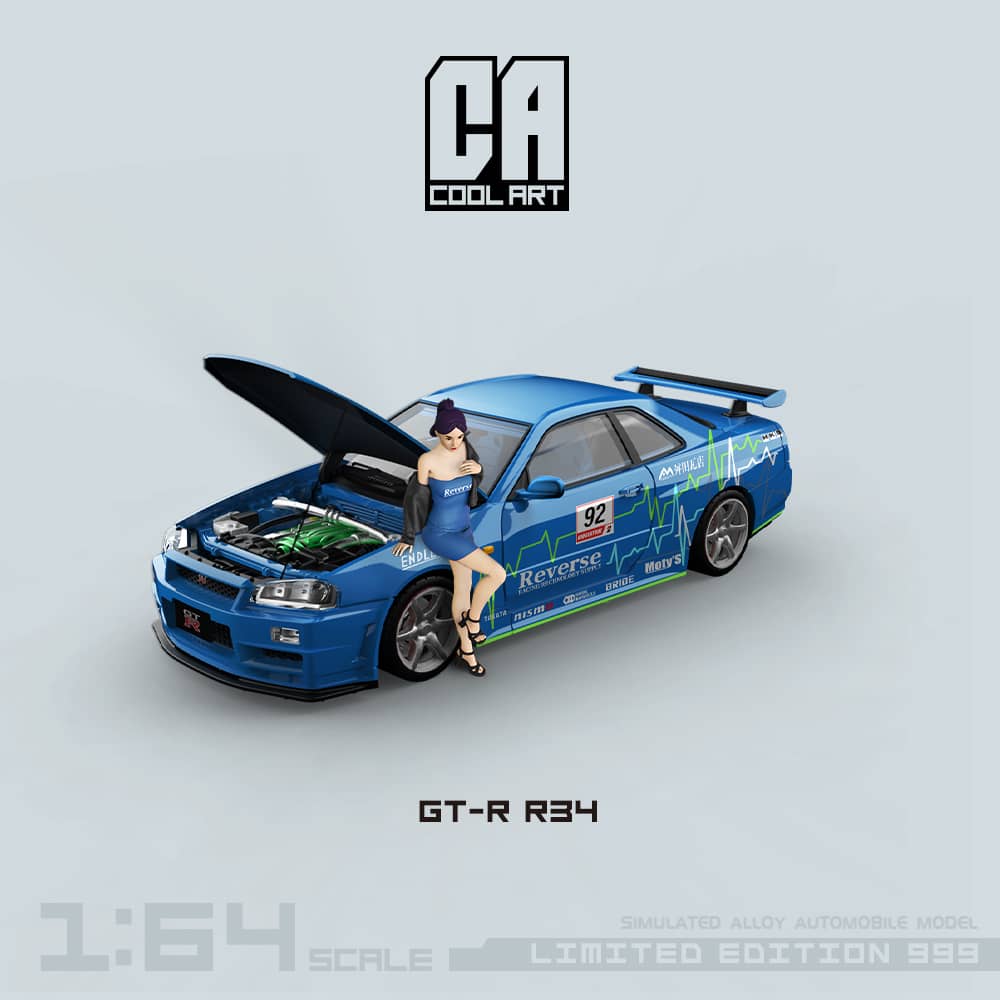 [ETA:  Nov 2025 ] Cool Art 1/64 Skyline GT-R R34 Z-Tune 92 Blue 99# Livery