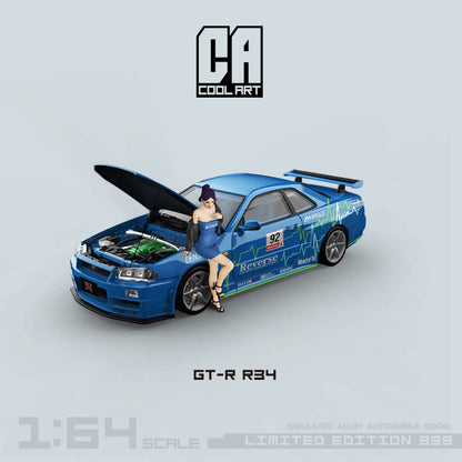 [ETA:  Nov 2025 ] Cool Art 1/64 Skyline GT-R R34 Z-Tune 92 Blue 99# Livery