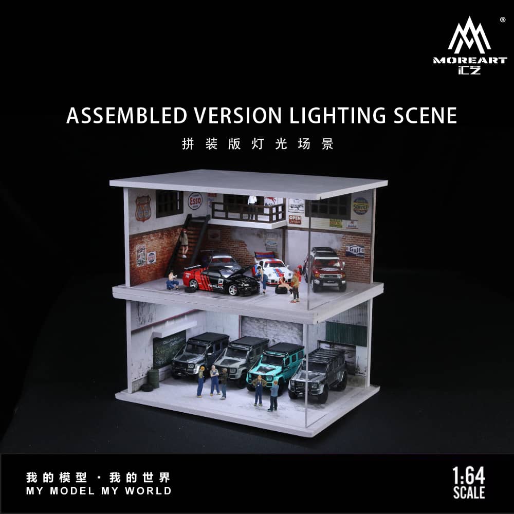 MoreArt 1/64 Warehouse Scene Size: 20 x 15 x 10cm – Black Ice Diecast