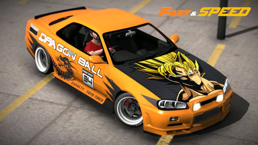 Fast Speed 1/64 Skyline GT-R R34 - Yellow Dragon Ball Livery