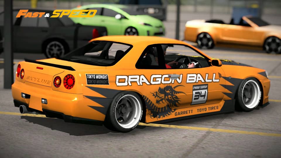 Fast Speed 1/64 Skyline GT-R R34 - Yellow Dragon Ball Livery