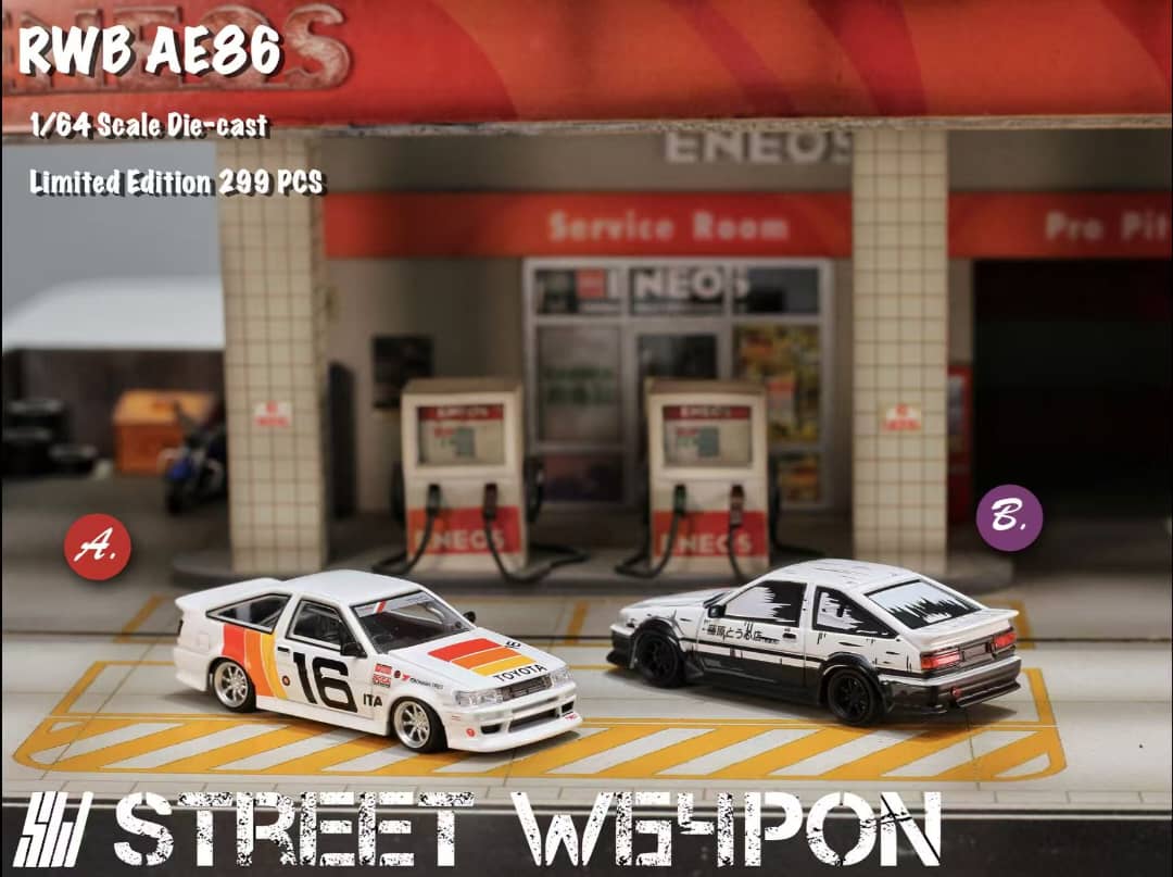 ETA: Nov 2025 ] Street Weapon 1/64 RWB Levin AE86 White TRD