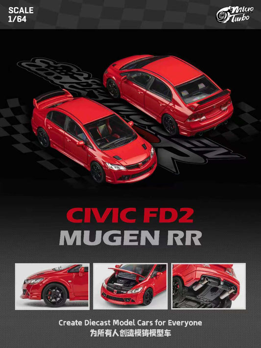 MicroTurbo 1/64 Civic FD2 Mugen RR Modified Red