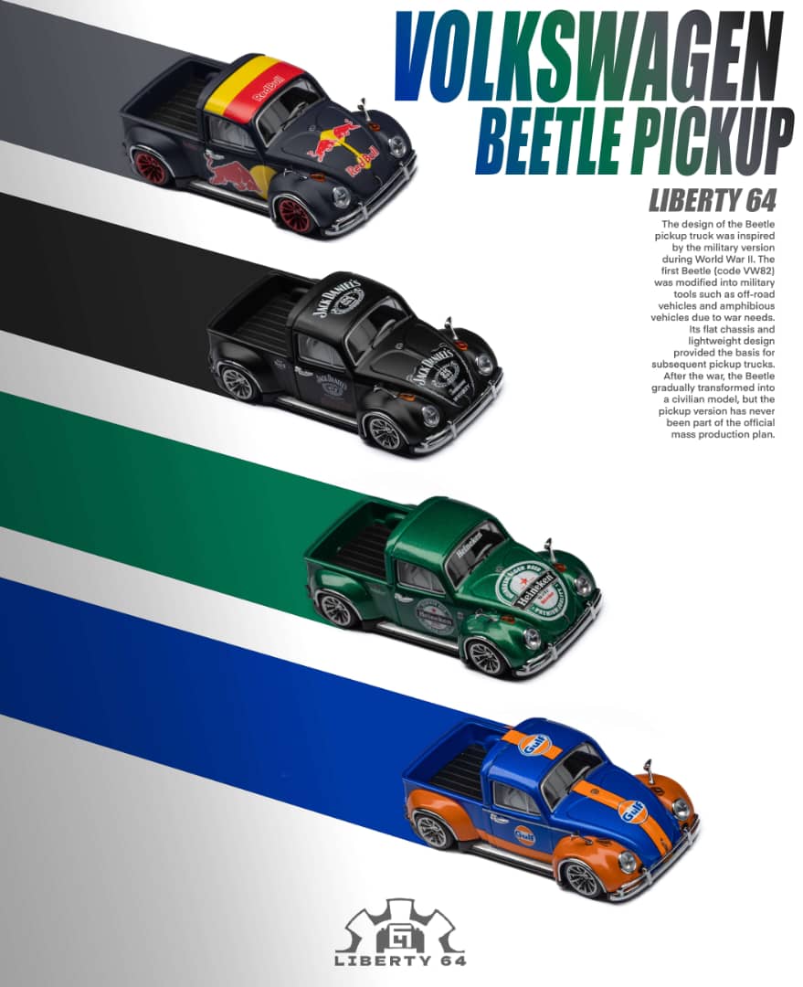 Liberty64 1/64 Beetle Pickup Rob3rt Design – Black Ice Diecast