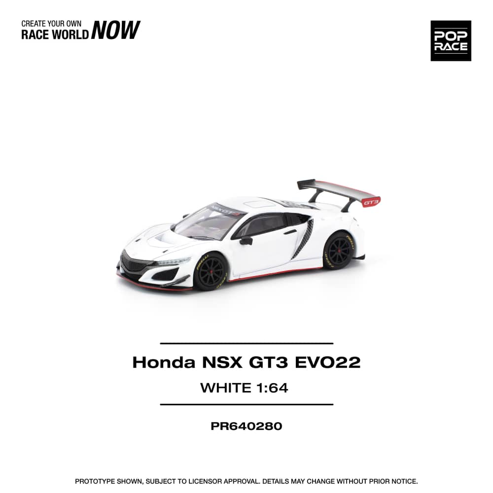 [ETA:  Jan 2026 ] Pop Race 1/64 NSX GT3 Evo22 White with Red Line