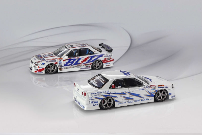 [ETA:  Oct 2025 ] Mortal 1/64 Skyline ER34 25GT-Turbo Drift Version - D1GP Blitz Drift Livery - Twin Cars Set - Blitz ER34 2003 & 2006 Version