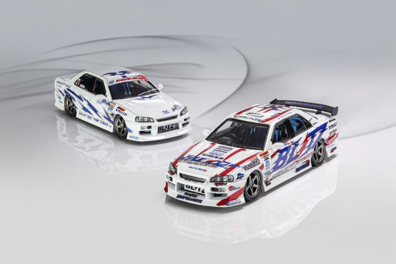 [ETA:  Oct 2025 ] Mortal 1/64 Skyline ER34 25GT-Turbo Drift Version - D1GP Blitz Drift Livery - Twin Cars Set - Blitz ER34 2003 & 2006 Version