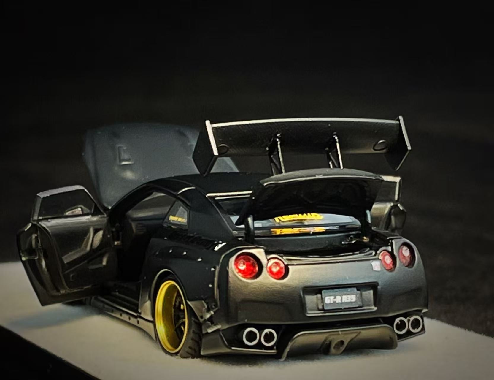 PGM 1/64 日産 GT-R R35 パンデム マットブラック PGM 1 64 Black Gtr R35 Rocket Bunny Engine Diecast Car Model