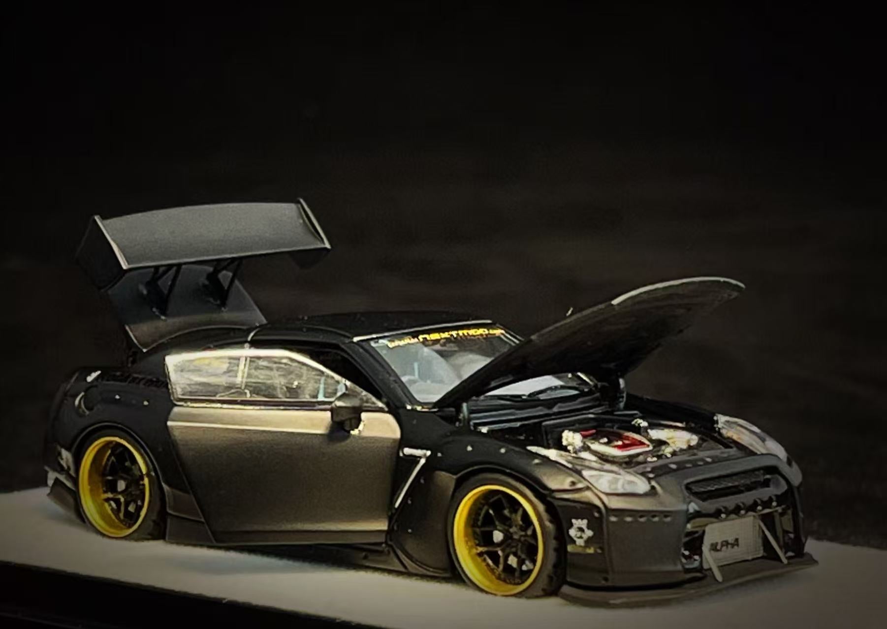 PGM 1/64 日産 GT-R R35 パンデム マットブラック PGM 1 64 Black Gtr R35 Rocket Bunny Engine Diecast Car Model