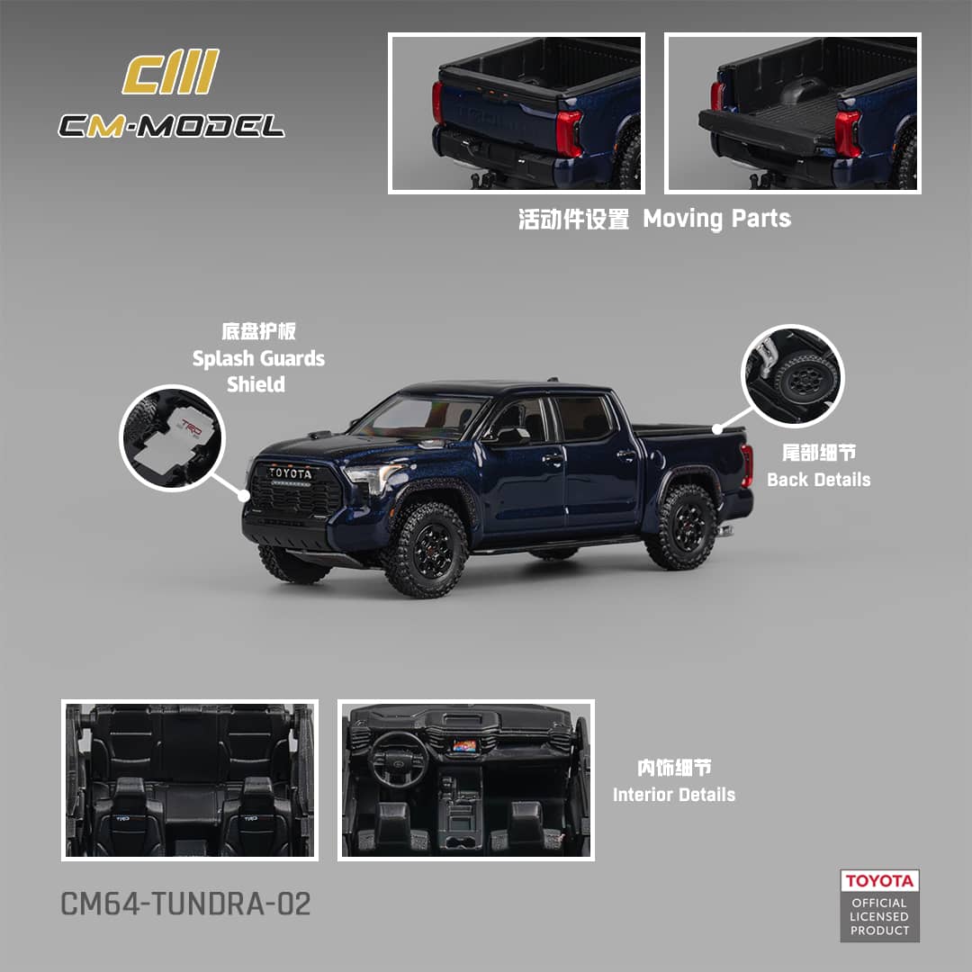 [ETA:  Jan 2026 ] CM Model 1/64 Toyota Tundra PickUp MK3 XK70 TRD Pro Metallic Blue