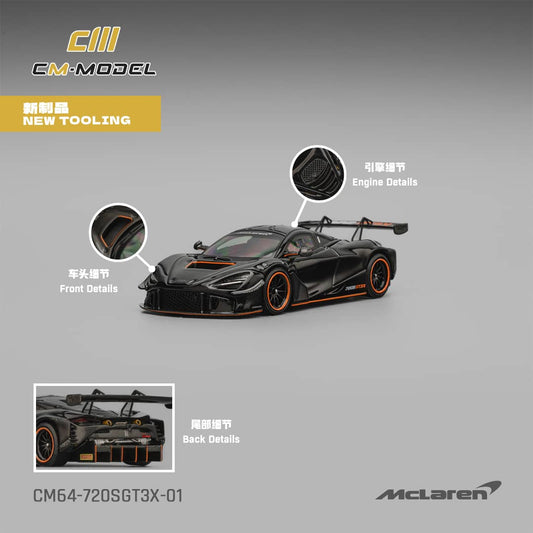 [ETA:  Jan 2026 ] CM Model 1/64 Mclaren  720S GT3 Gloss Black