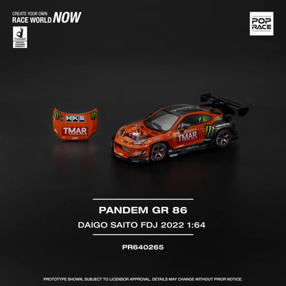 [ETA:  Feb 2026 ] Pop Race 1/64 Pandem GR86  Rocket Bunny Modified - Daigo Saito FDJ 2022 (PR640265)
