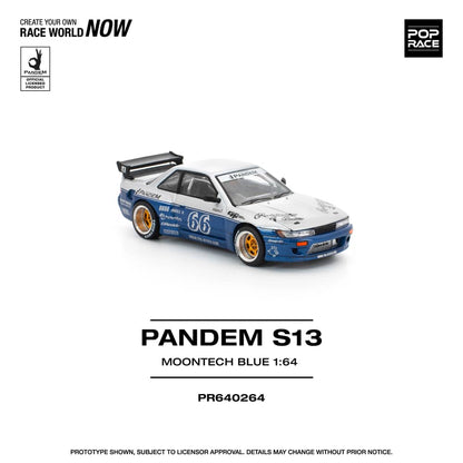 [ETA:  May 2026 ] Pop Race 1/64 S13 Silvia Pandem Rocket Bunny - Moontech Blue 66#  (PR640264)