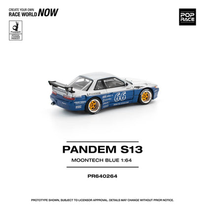 [ETA:  May 2026 ] Pop Race 1/64 S13 Silvia Pandem Rocket Bunny - Moontech Blue 66#  (PR640264)