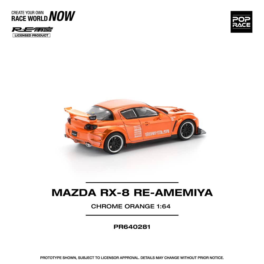[ETA:  May 2026 ] Pop Race 1/64 RX-8 Amemiya Modified - Chrome Orange (PR640281)