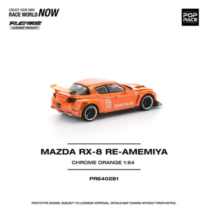[ETA:  May 2026 ] Pop Race 1/64 RX-8 Amemiya Modified - Chrome Orange (PR640281)