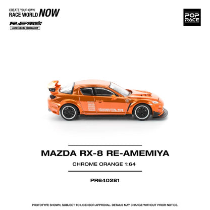[ETA:  May 2026 ] Pop Race 1/64 RX-8 Amemiya Modified - Chrome Orange (PR640281)