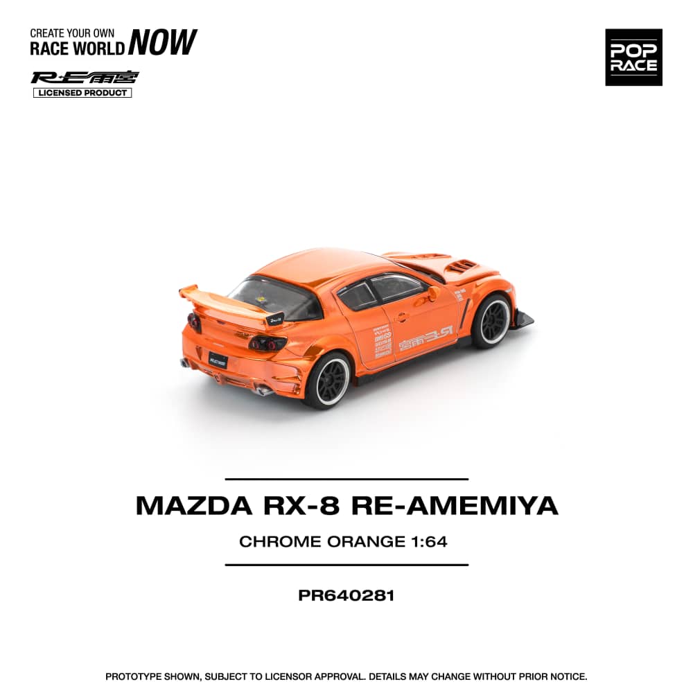 [ETA:  May 2026 ] Pop Race 1/64 RX-8 Amemiya Modified - Chrome Orange (PR640281)