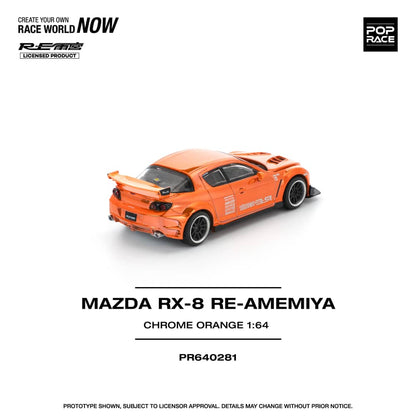 [ETA:  May 2026 ] Pop Race 1/64 RX-8 Amemiya Modified - Chrome Orange (PR640281)