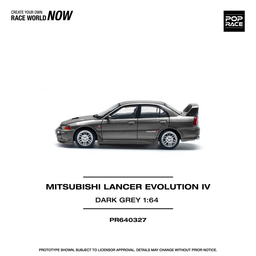[ETA:  May 2026 ] Pop Race 1/64 Mitsubishi  Lancer Evolution IV Dark Grey (PR640327)