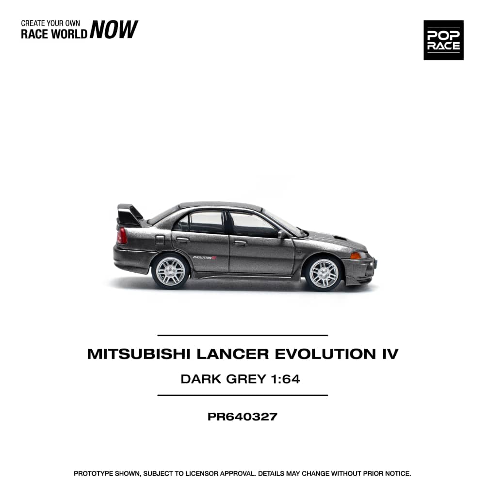 [ETA:  May 2026 ] Pop Race 1/64 Mitsubishi  Lancer Evolution IV Dark Grey (PR640327)
