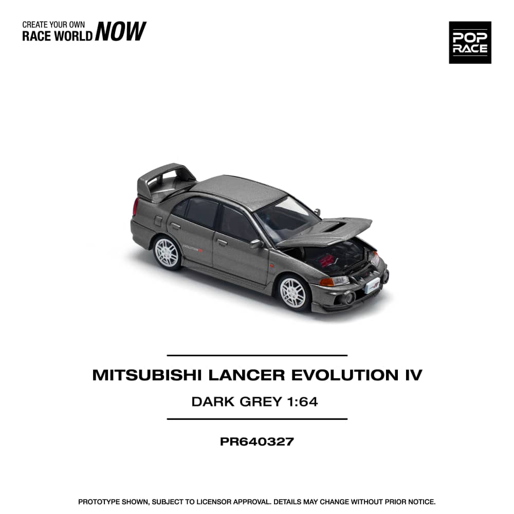 [ETA:  May 2026 ] Pop Race 1/64 Mitsubishi  Lancer Evolution IV Dark Grey (PR640327)