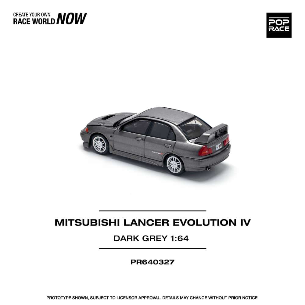 [ETA:  May 2026 ] Pop Race 1/64 Mitsubishi  Lancer Evolution IV Dark Grey (PR640327)