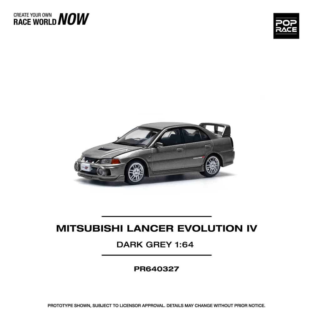 [ETA:  May 2026 ] Pop Race 1/64 Mitsubishi  Lancer Evolution IV Dark Grey (PR640327)