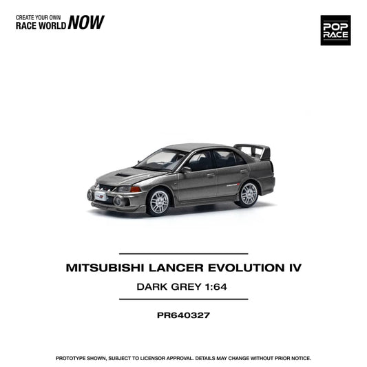 [ETA:  May 2026 ] Pop Race 1/64 Mitsubishi  Lancer Evolution IV Dark Grey (PR640327)