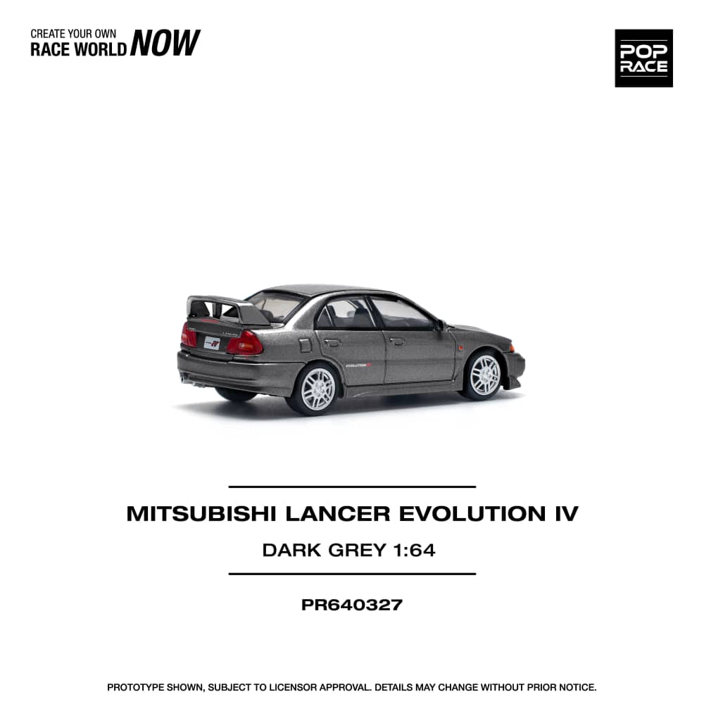 [ETA:  May 2026 ] Pop Race 1/64 Mitsubishi  Lancer Evolution IV Dark Grey (PR640327)