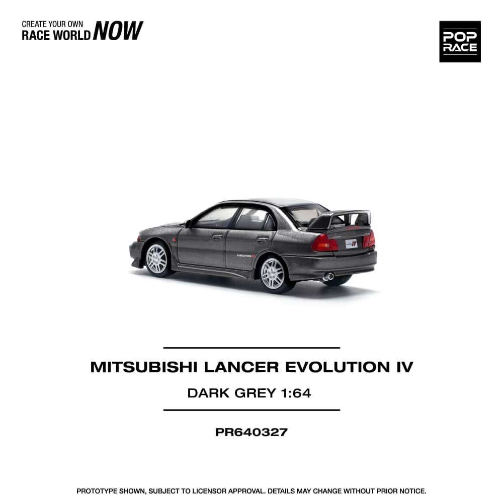 [ETA:  May 2026 ] Pop Race 1/64 Mitsubishi  Lancer Evolution IV Dark Grey (PR640327)