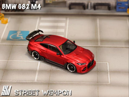 [ETA:  Nov 2025 ] Street Weapon 1/64 M4 G82 Adro Body Kit Wild Body Modified - Matte Red (Gold Rims)
