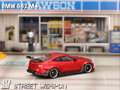 [ETA:  Nov 2025 ] Street Weapon 1/64 M4 G82 Adro Body Kit Wild Body Modified - Matte Red (Gold Rims)