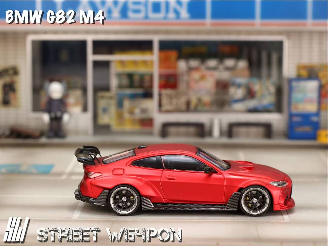 [ETA:  Nov 2025 ] Street Weapon 1/64 M4 G82 Adro Body Kit Wild Body Modified - Matte Red (Gold Rims)