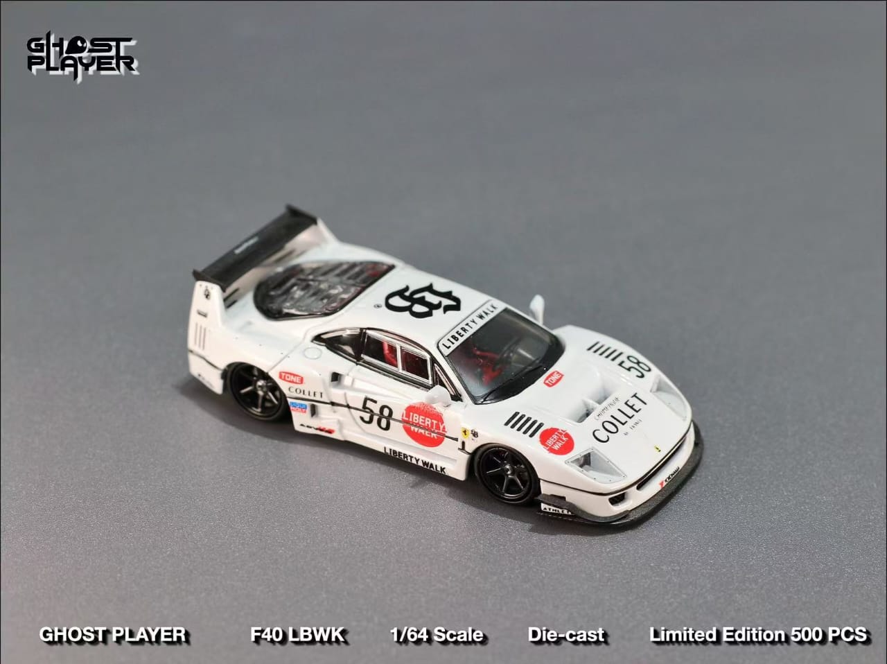 [ETA:  Dec 2025 ] Ghost Player x Street Weapon 1/64 Liberty Walk F40 - White Collet 58 # Livery