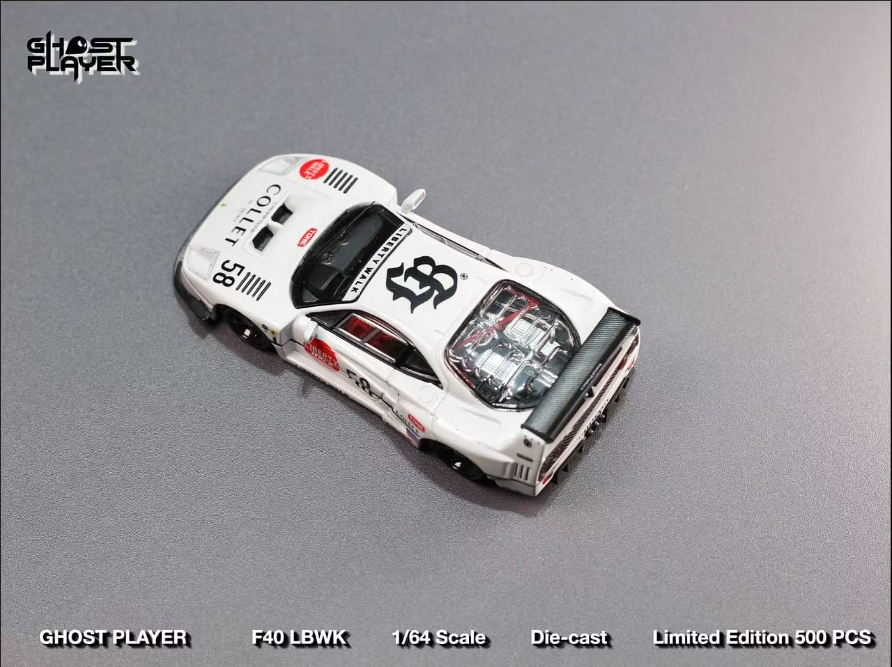 [ETA:  Dec 2025 ] Ghost Player x Street Weapon 1/64 Liberty Walk F40 - White Collet 58 # Livery