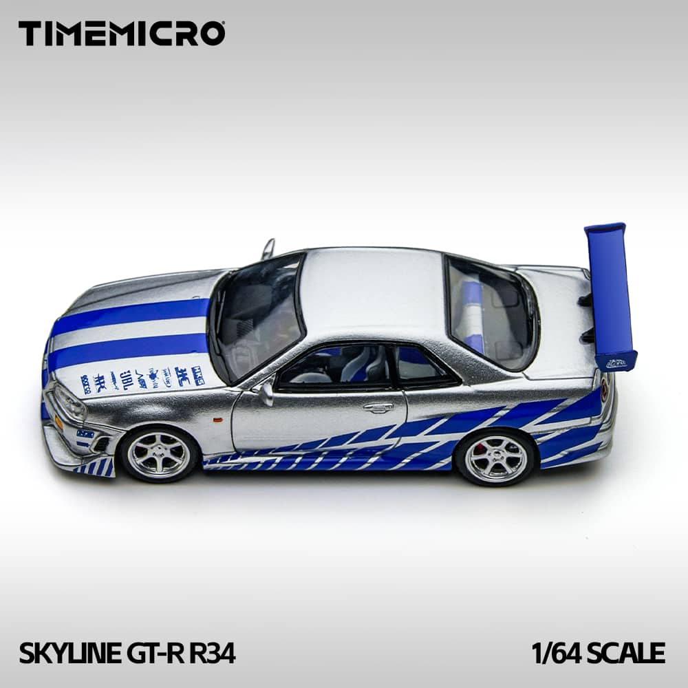 [ETA:  Feb 2026 ] Time Micro 1/64 GT-R R34 V-SPEC-II F2NF2 Silver-Blue