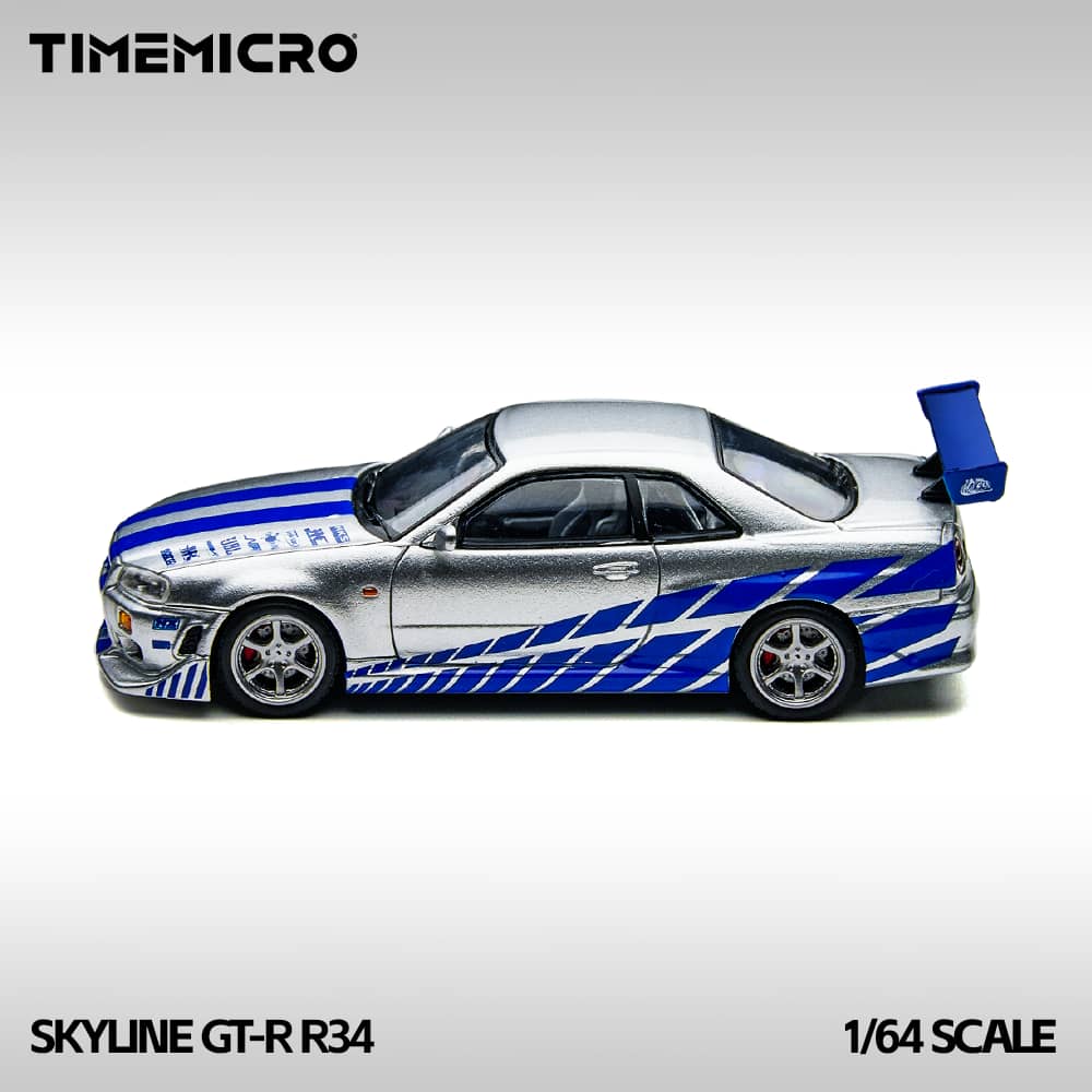 [ETA:  Feb 2026 ] Time Micro 1/64 GT-R R34 V-SPEC-II F2NF2 Silver-Blue