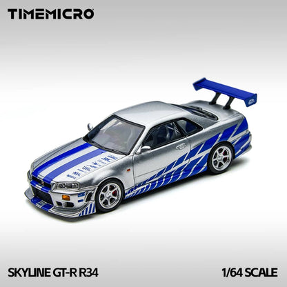 [ETA:  Feb 2026 ] Time Micro 1/64 GT-R R34 V-SPEC-II F2NF2 Silver-Blue