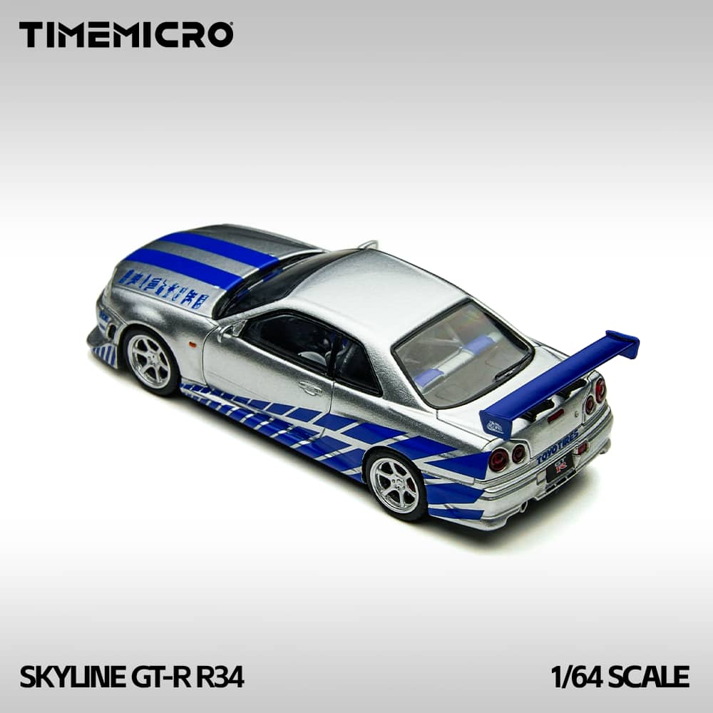 [ETA:  Feb 2026 ] Time Micro 1/64 GT-R R34 V-SPEC-II F2NF2 Silver-Blue