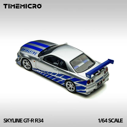 [ETA:  Feb 2026 ] Time Micro 1/64 GT-R R34 V-SPEC-II F2NF2 Silver-Blue