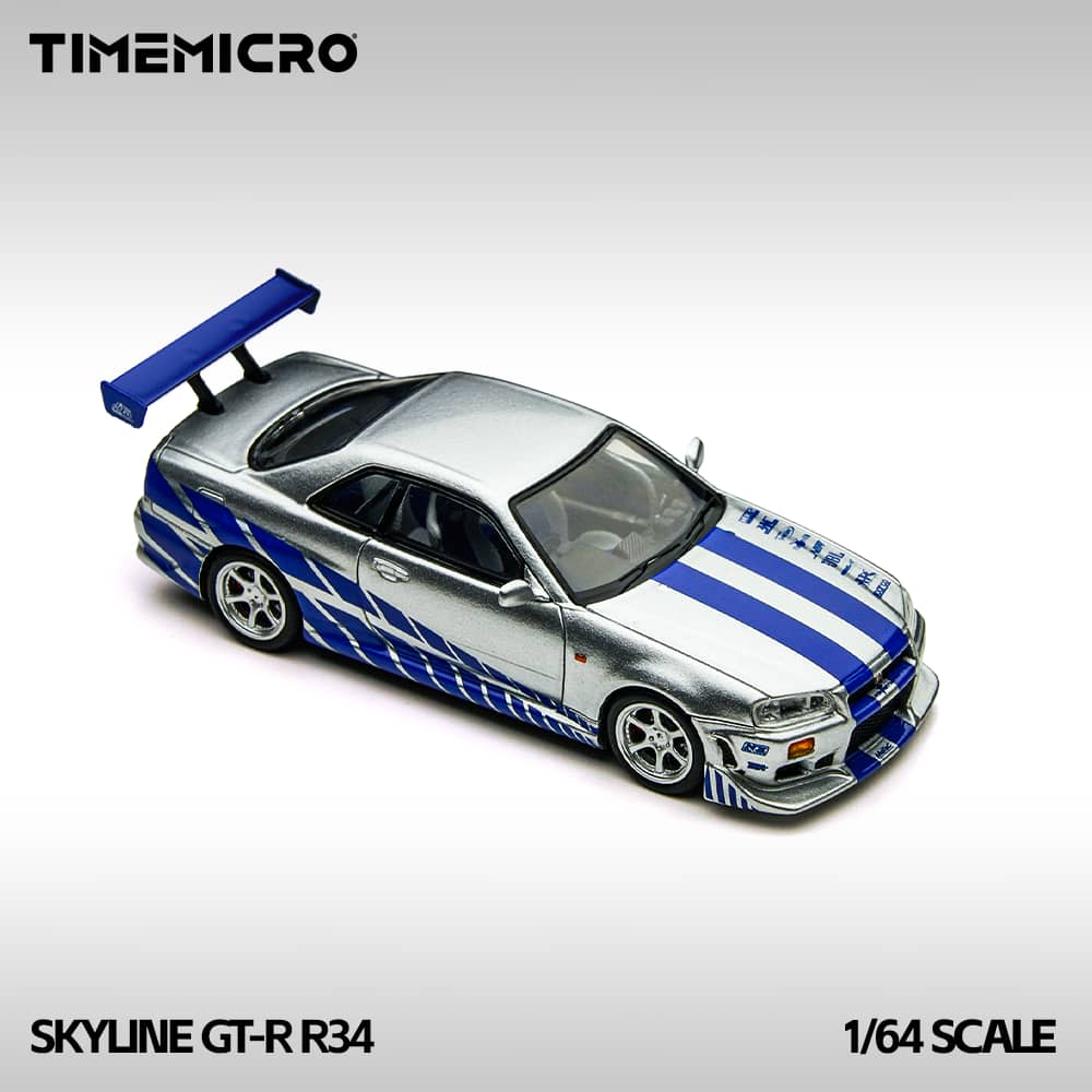[ETA:  Feb 2026 ] Time Micro 1/64 GT-R R34 V-SPEC-II F2NF2 Silver-Blue
