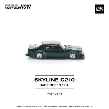 [ETA:  Feb 2026 ] Pop Race 1/64 Skyline Mk5 C210 Dark Green(PR640345)
