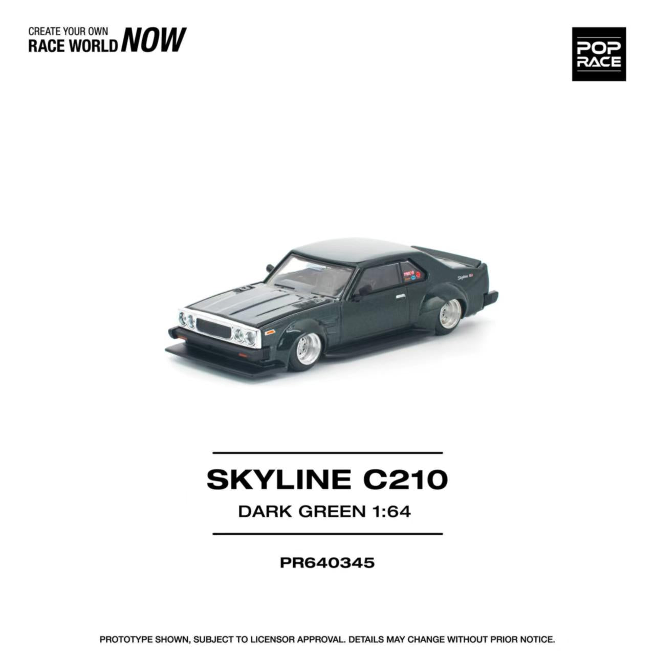 [ETA:  Feb 2026 ] Pop Race 1/64 Skyline Mk5 C210 Dark Green(PR640345)