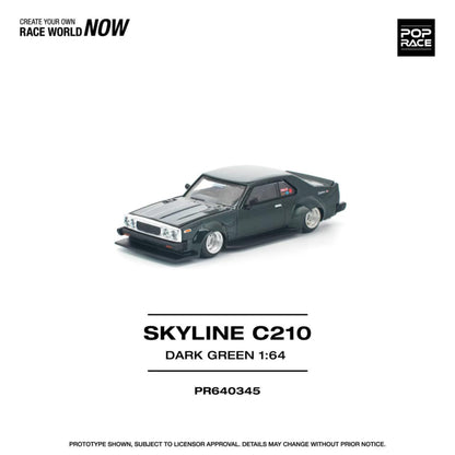 [ETA:  Feb 2026 ] Pop Race 1/64 Skyline Mk5 C210 Dark Green(PR640345)