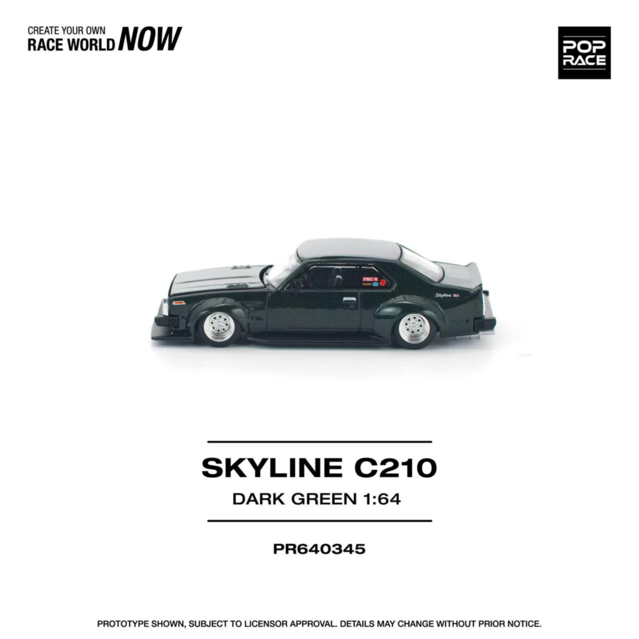[ETA:  Feb 2026 ] Pop Race 1/64 Skyline Mk5 C210 Dark Green(PR640345)