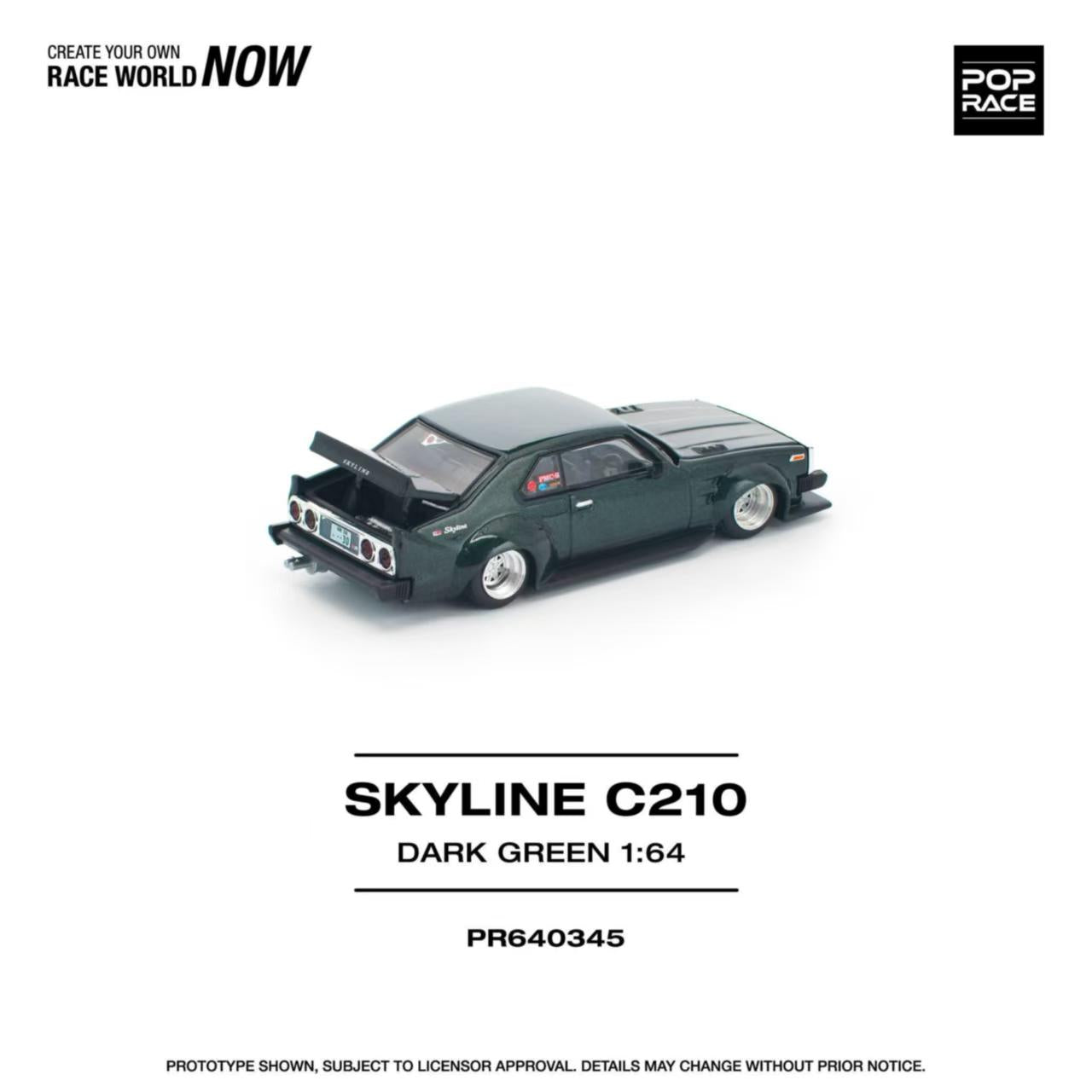 [ETA:  Feb 2026 ] Pop Race 1/64 Skyline Mk5 C210 Dark Green(PR640345)
