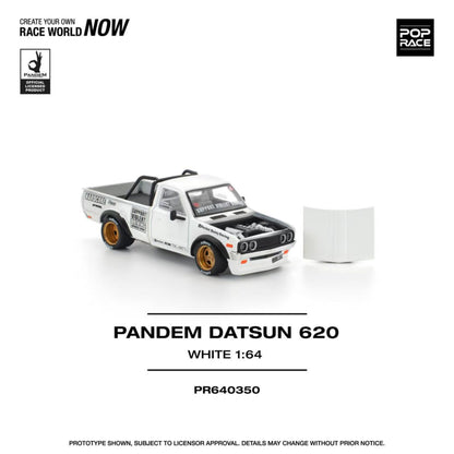 [ETA:  Feb 2026 ] Pop Race 1/64 Datsun 620 Pickup Pandem Modified White (PR640350)