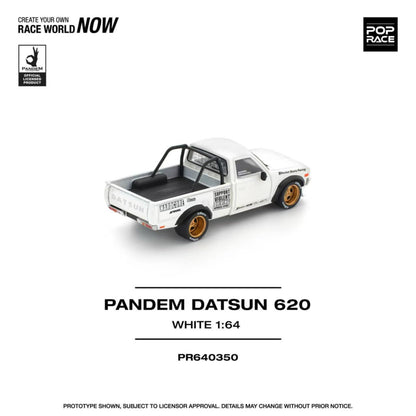 [ETA:  Feb 2026 ] Pop Race 1/64 Datsun 620 Pickup Pandem Modified White (PR640350)