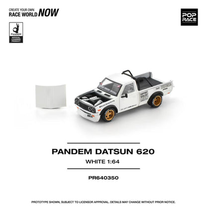 [ETA:  Feb 2026 ] Pop Race 1/64 Datsun 620 Pickup Pandem Modified White (PR640350)